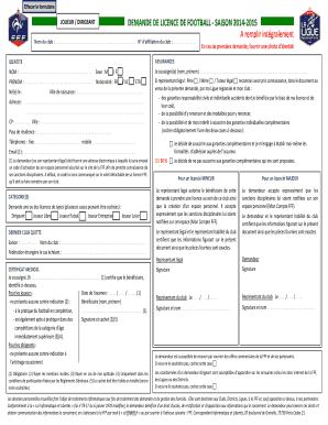 Demande de licence de football