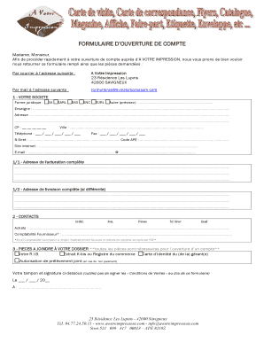 FORMULAIRE D’OUVERTURE DE COMPTE
