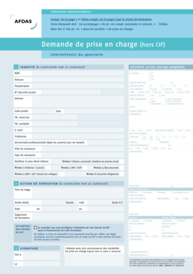 Formulaire de demande de prise en charge de formation professionnelle