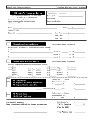 Virginia Music Educators Association Financial Form