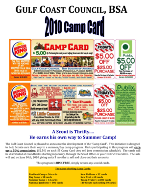 Gulf Coast Council Camp Card Sale Registration