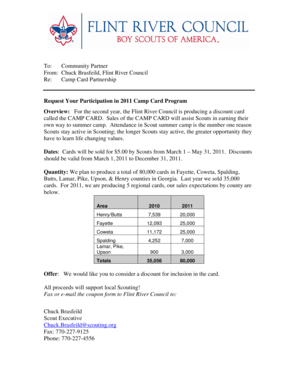 2011 Camp Card Partnership Request