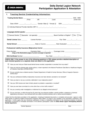 Delta Dental Legion Network Participation Application