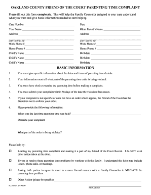 Oakland County Parenting Time Complaint