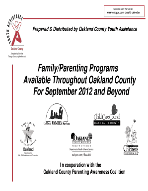 Oakland County Parenting Program Registration Form