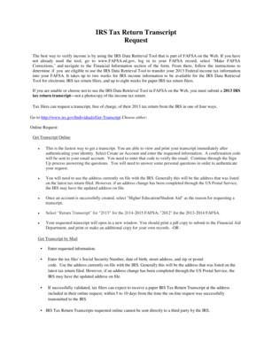 IRS Tax Return Transcript Request