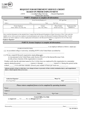 Request for Retirement Service Credit