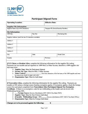 Participant Stipend Form
