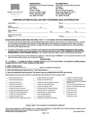 Varifund Automatic Dollar-Cost Averaging Authorization