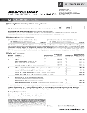 Leipziger Messe GmbH Kurzbestellblatt