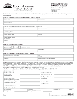 International Wire Transfer Request