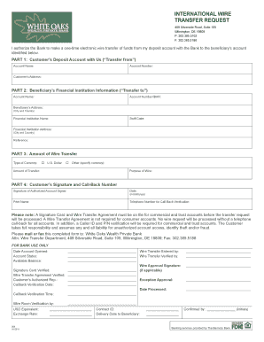 International Wire Transfer Request