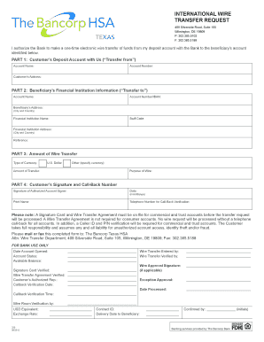 International Wire Transfer Request