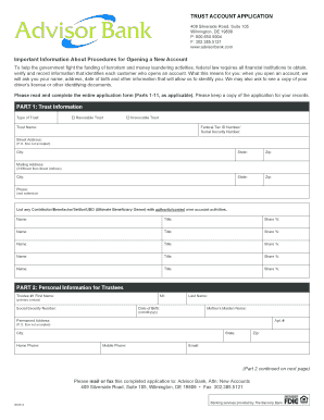 Trust Account Application Form
