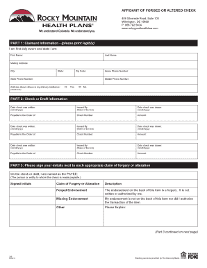 Affidavit of Forged or Altered Check