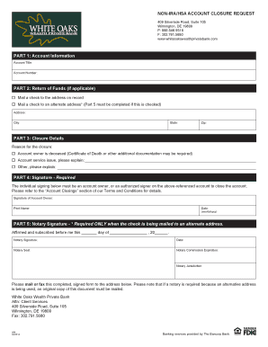 Non-IRA/HSA Account Closure Request