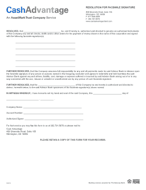 Facsimile Signature Authorization Resolution