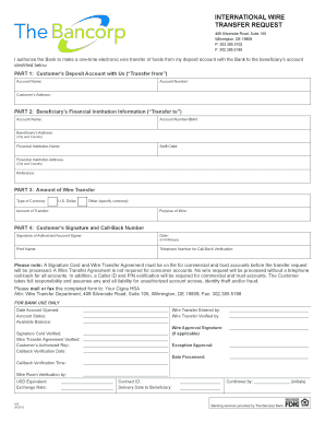 International Wire Transfer Request