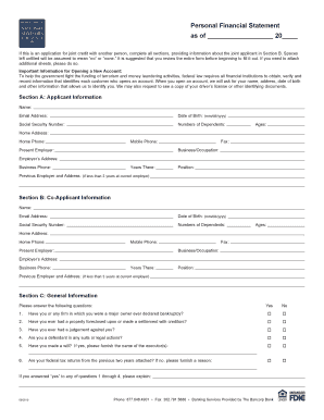 How to make financial statement - Personal Financial Statement - Private Bank of National Advisors Trust