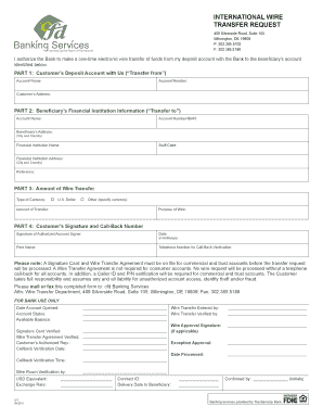 International Wire Transfer Request