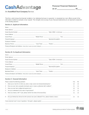 Personal Financial Statement Form