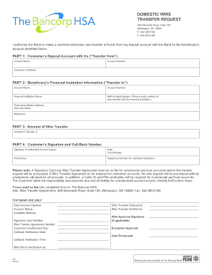 Domestic Wire Transfer Request