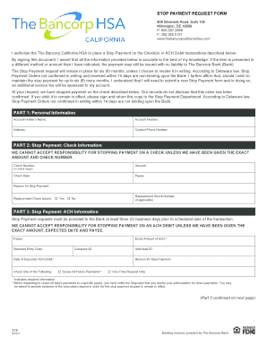 Stop Payment Request Form