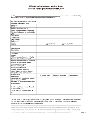 Affidavit of Marital Status for UK Consulate