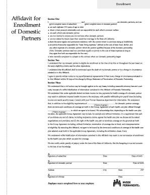 California Domestic Partnership Affidavit