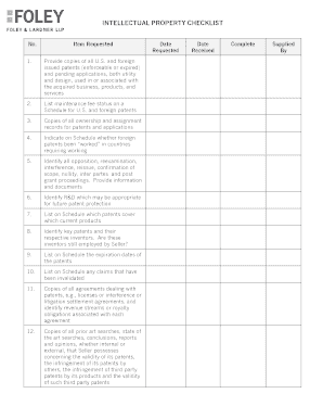 Intellectual Property Due Diligence Checklist