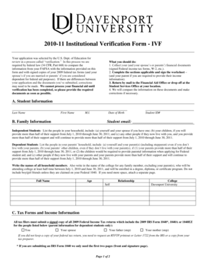 2010 Institutional Verification Form - IVF