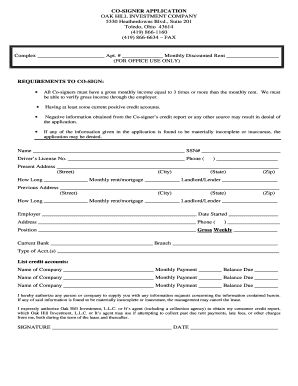 Co-Signer Application Form