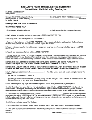 Exclusive Right to Sell Listing Contract