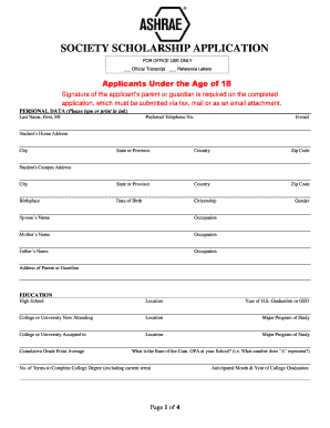 ASHRAE Scholarship Application