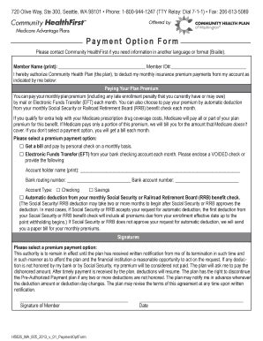 Community HealthFirst Payment Option Form