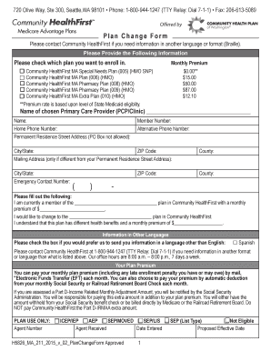 Community HealthFirst Medicare Plan Change Form