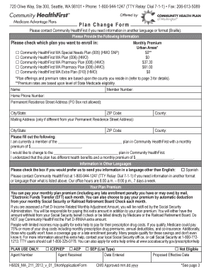 Community HealthFirst Medicare Advantage Plan Change Form