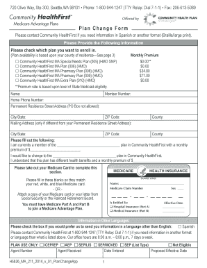 Community HealthFirst Medicare Advantage Plan Change Form
