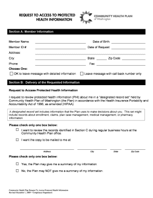 Request to Access Protected Health Information