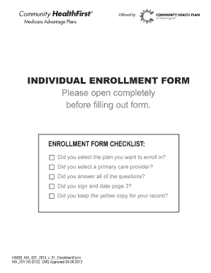 Community HealthFirst Medicare Enrollment Form