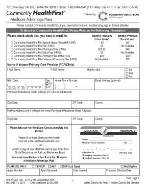 Community HealthFirst Medicare Advantage Plan Enrollment Form