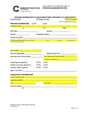 Provider Change Form