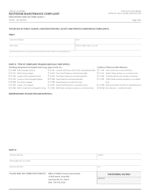 California Restroom Maintenance Complaint Form