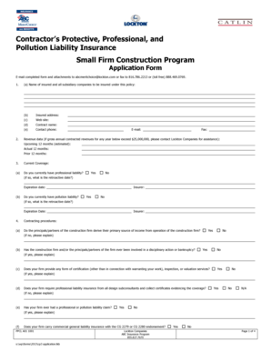 Contractor’s Protective, Professional, and Pollution Liability Insurance Application