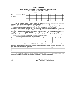 Uttar Pradesh VAT Refund Adjustment Order