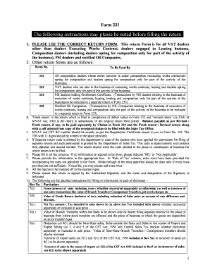 Form 231 VAT Return