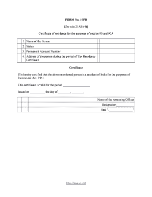 Certificate of Residence for Income Tax