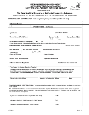 UC 4-H Youth Program Claim Form
