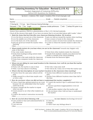 Listening Inventory For Education Revised