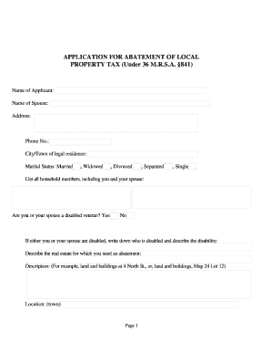 Application for Abatement of Local Property Tax